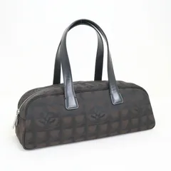 CHANEL シャネル ミニボストンバッグ ニュートラベルライン ブラウン ナイロンジャガード A15828