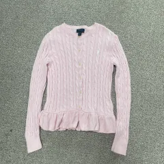 16Y ポロ キッズ ペプラム カーディガン