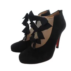 クリスチャンルブタン Christian louboutin ハイヒール ブーティ リボンモチーフ 34.5 黒 ブラック /UO ■GY62