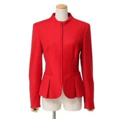□美品□ESCADA エスカーダ ノーカラージャケット サイズ36 ジップ