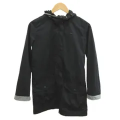 ラコステ LACOSTE マウンテンパーカー 上着 38 黒 ブラック フード付き 長袖 無地 チェック柄 /YU ■ECE004