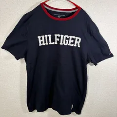 トミーヒルフィガー ロゴTシャツ ネイビー リンガー 半袖 Lサイズ相当