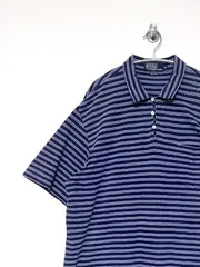 【Polo RALPH LAUREN】90s S/S ループボタンボーダーポロシャツ XL ポロラルフローレン 半袖 ポニー無し ビックサイズ 古着