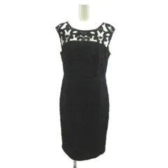 ダイアグラム Diagram ワンピース 膝丈 36 黒 ブラック ノースリーブ ラウンドネック ラメ刺繍 /YU ■ECE004