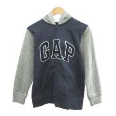 ギャップキッズ 子ども服（男の子用）パーカー 上着 160 ライトグレー ネイビー フード付き ジップアップ 長袖 /AY ■ECC003