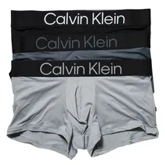 カルバンクライン：MICROFIBER STRETCH BOLD LOGO ローライズボクサーパンツ 3PK (ブラック／タービュレンス／ウルフグレー)