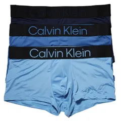 カルバンクライン：MICROFIBER STRETCH BOLD LOGO ローライズボクサーパンツ 3PK (ピーコート／デルフト／シルバーレイクブルー)