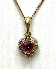 ダイヤモンド×ピンクサファイア？ ネックレス K18YG Pt900 2.42g 