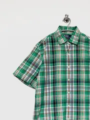 【Polo RALPH LAUREN】90-00s BRADFORD CUSTOM FIT S/S チェックシャツ M ポロラルフローレン 半袖 ポニー無し 古着