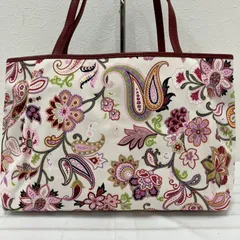 2499　ETRO　エトロ　トートバッグ　ハンドバッグ　キャンバス　レザー　レッド　ダークレッド　オフホワイト　ペイズリー　花柄　レディース　シンプル　きれいめ　上品　エレガントのサムネイル