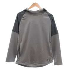 アンダーアーマー UNDER ARMOUR 美品 プルオーバーパーカー 長袖 ロゴ 切替 M グレー /MG