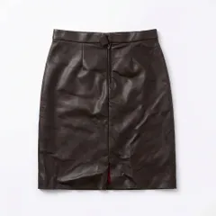 [RB-5] フェイクレザー タイトスカート ミニ ブラック スリット