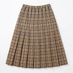 [RA-10] DAKS ダックス チェック柄 プリーツスカート ベージュ 66-92