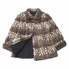 リスファー リバーシブル ジャケット ファーコート ハーフ丈 毛皮コート ブラウン×アイボリー系 サイズM