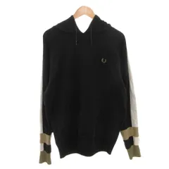 フレッドペリー FRED PERRY Bold Tipped Hooded Sweat プルオーバーパーカー フーディ ロゴ刺繍 長袖 L 白 ホワイト 黒 ブラック 緑 グリーン /FF