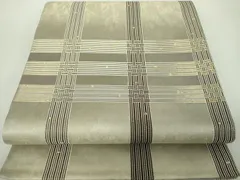 平和屋着物●西陣の名門　加納幸謹製　六通柄袋帯　格子間道　金糸　引箔　正絹　逸品　DABD1744ps 平和屋着物○西陣の名門 加納幸謹製 六通柄袋帯 格子間道 金糸 引箔