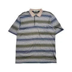 Crocodile クロコダイル 総柄 半袖 ポロシャツ サイズ L/ブルー×グリーン系 メンズ カジュアル