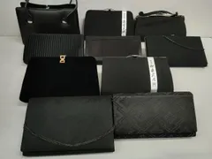 平和屋着物▼和装小物　バッグまとめて10点　喪富久用　ブラックフォーマル　プリーツ 松皮菱花地紋 黒地 未使用品あり　逸品　DABD7655zzz