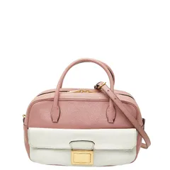 ミュウミュウ マドラス ハンドバッグ ショルダーバッグ 2WAY ピンク ホワイト レザー レディース MIUMIU【1-0267532】