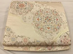 平和屋着物●六通柄袋帯　唐織　正倉院花草屏風文　金糸　正絹　逸品　CABB9524hy 平和屋着物○六通柄袋帯 唐織 正倉院花草屏風文 金糸 正絹 逸品