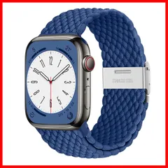 【人気商品】SEに対応 4 5 (42mm/41mm/40mm 6 7 8 9 10 のスポーツベルトアップルウォッチシリーズ 快適で通気性 無段階調整 アトランティックブルー) ナイロン素材 伸縮バンド ブレイデッドソロループ バンド Watch Apple
