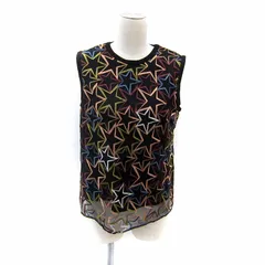 ダイアグラム Diagram カットソー ブラウス ノースリーブ ラウンドネック 星柄 刺繍 ナイロン マルチカラー 38 M 黒 ブラック /SY33のサムネイル