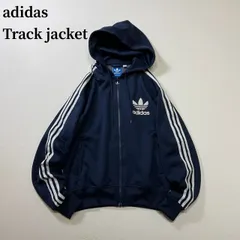 adidas　スリーストライプ　トレフォイルロゴ　フーディー　パーカー　トラックジャケット　アディダス　ネイビー　ホワイト　M 古着