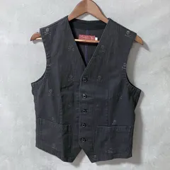 東洋 INDIAN SPORTSWEAR インディアン コットン ヘリンボーンツイル スカル刺繍 バイカー ワーク ベスト size.38 (M) グレーのサムネイル