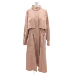 ローラアシュレイ LAURA ASHLEY 美品 ノーカラーコート 無地 ロング丈 チュール 40 ピンク /MG ■ECF003のサムネイル