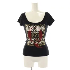 モスキーノジーンズ MOSCHINO JEANS ロゴ プリント 半袖Tシャツ カットソー 38 黒 ブラック/AT ■OSのサムネイル