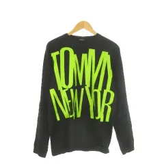 トミー TOMMY Tシャツ カットソー ロンT ネオンプリント ロゴ XL 黒 ブラック /CK23 ■GY99
