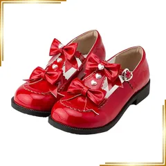 【新品】 ハート パール ダブル リボン パンプス レディース 靴 ラウンドトゥ プリンセス 夢展望 量産型 地雷系 参戦服 DearMyLove レッド 22.0cm 1
