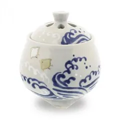 日本香堂 香炉 白釉波千鳥 京焼・清水焼 79690