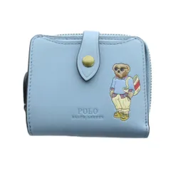 ポロ ラルフローレン POLO RALPH LAUREN 二つ折り財布 ウォレット レザー ポロベア 型押しロゴ 青 ブルー ■GY18 /MQのサムネイル
