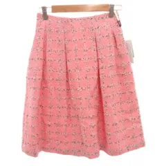 エムズグレイシー M'S GRACY タグ付き ツイードスカート フレア タック ひざ丈 38 ピンク /FF