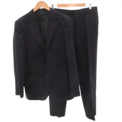 コムサイズム COMME CA ISM ドビーハニカムストライプスーツ セットアップ シングル テーラードジャケット テーパードパンツ L 紺 ネイビー /FF