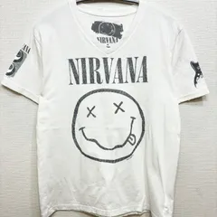 新品 ニルバーナ NIRVANA タグ付き デッドストック Lサイズ バンドTシャツ バンティー バンT アーティストTシャツ ミュージックTシャツ ダメージ加工 Vネック 両面プリント メンズ ユニセックス ロック ストリート アメカジ アメリカン USAのサムネイル