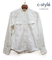 K148 [人気] Indian Motorcycle インディアンモーターサイクル バンドカラーウエスタンシャツ M ホワイト | ★