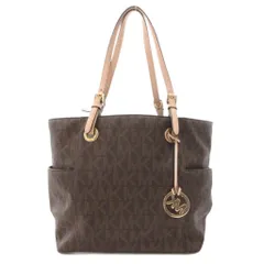 マイケルマイケルコース Michael michael kors JET SET TRAVEL ミディアム ダブルポケット トートバッグ 手提げ 肩掛け 総柄 レザー 茶 ブラウン /FF