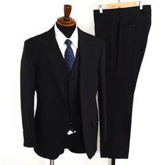 JOURNAL WORKS 3ピース 2つボタン シングルスーツ M A5 ブラック ストライプ ノータック 8221300  合物 春夏秋 6XD066 【送料無料】【中古】【メンズビジネス】202604