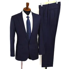 SHIPS 伊製 ロロピアーナ 130's生地 2つボタン シングルスーツ M Y5 ダークネイビー ストライプ ノータック 117-14-0143 合物 春秋  6XD062 【送料無料】【中古】【メンズビジネス】202604