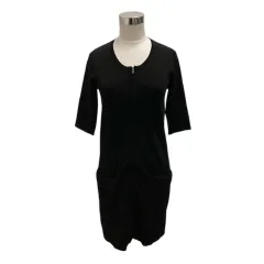 ペニーブラック PENNYBLACK ワンピース 23419311 Aライン クルーネック 無地 半袖 膝丈 M 黒 ブラック レディースのサムネイル