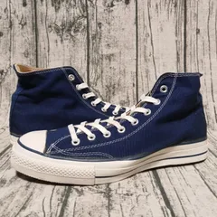 【US 11】80s 当て布 サイドステッチ 囲みロゴ USA製 CONVERSE ALL STAR HI NAVY コンバース オールスター ハイ キャンバス ネイビー 米国製