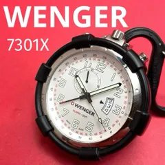 WENGER トラベラーポケットアラーム 7301X ホワイト文字盤 プロテクター付き 懐中時計 ALARM-GMT アラーム ミリタリーウォッチ顔 ウェンガー カレンダー スモセコ 旅行 トラベル 【電池交換済・動作ＯＫ】のサムネイル