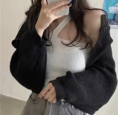 華奢 華奢 ニット ボレロ クロップドカーディガン