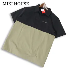 【新品 未使用】 MIKI HOUSE ミキハウス 春夏 ロゴ★ 半袖 バイカラー切替 ストレッチ ポロシャツ 日本製 Sz.L メンズのサムネイル