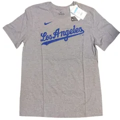 【在庫限り】NIKE メンズ Tシャツ 大谷モデル ドジャース | ナイキ Dodgers ネーム&ナンバー 半袖 Mサイズ グレー コットン混 MLB 公式 ユニフォーム型 背番号 ファングッズ