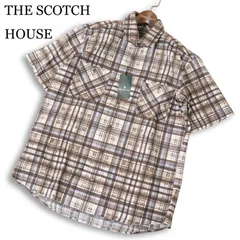 【新品 未使用】 THE SCOTCH HOUSE スコッチハウス 春夏 ロゴ刺繍★ 半袖 チェック シャツ Sz.M メンズ