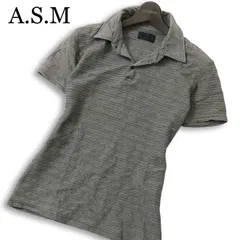 A.S.M アトリエサブ メン 春夏★ 半袖 スリム ジャガード ストライプ ポロシャツ Sz.48 メンズ ASMのサムネイル