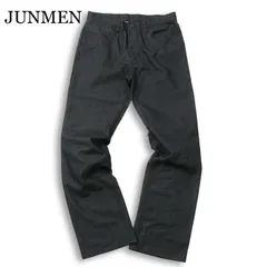 JUNMEN ジュンメン 通年★ ヘリンボーン ストレッチ 5ポケット トラウザー パンツ Sz.L メンズ 灰 グレーのサムネイル